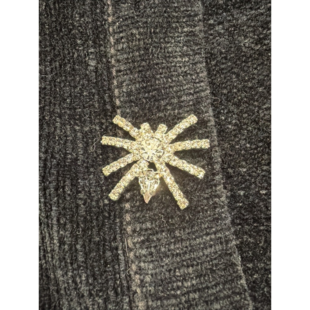 Vintage Storybook Knits Halloween Cardigan Beaded Spider Web Rhinestones Size S - Picture 6 of 13